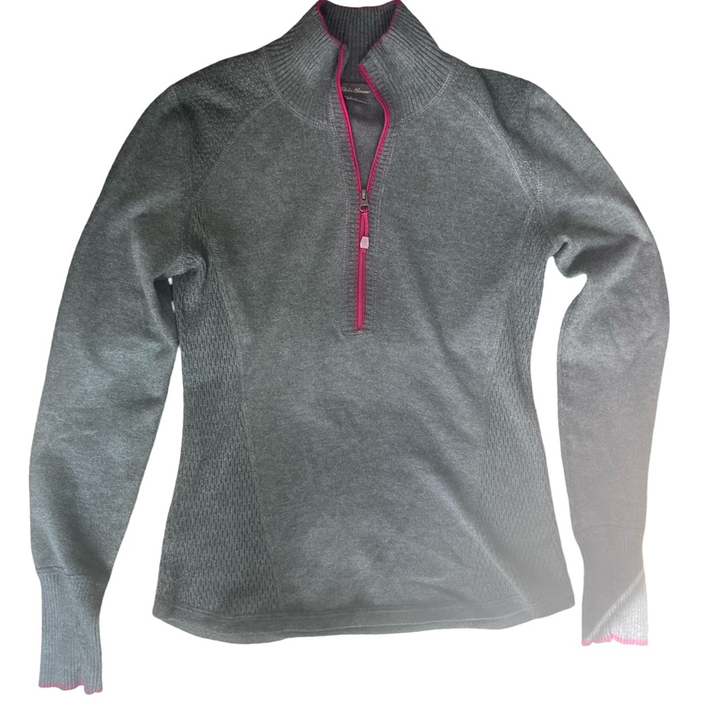 Eddie Bauer Gray Fitted Polo Sweatshirt